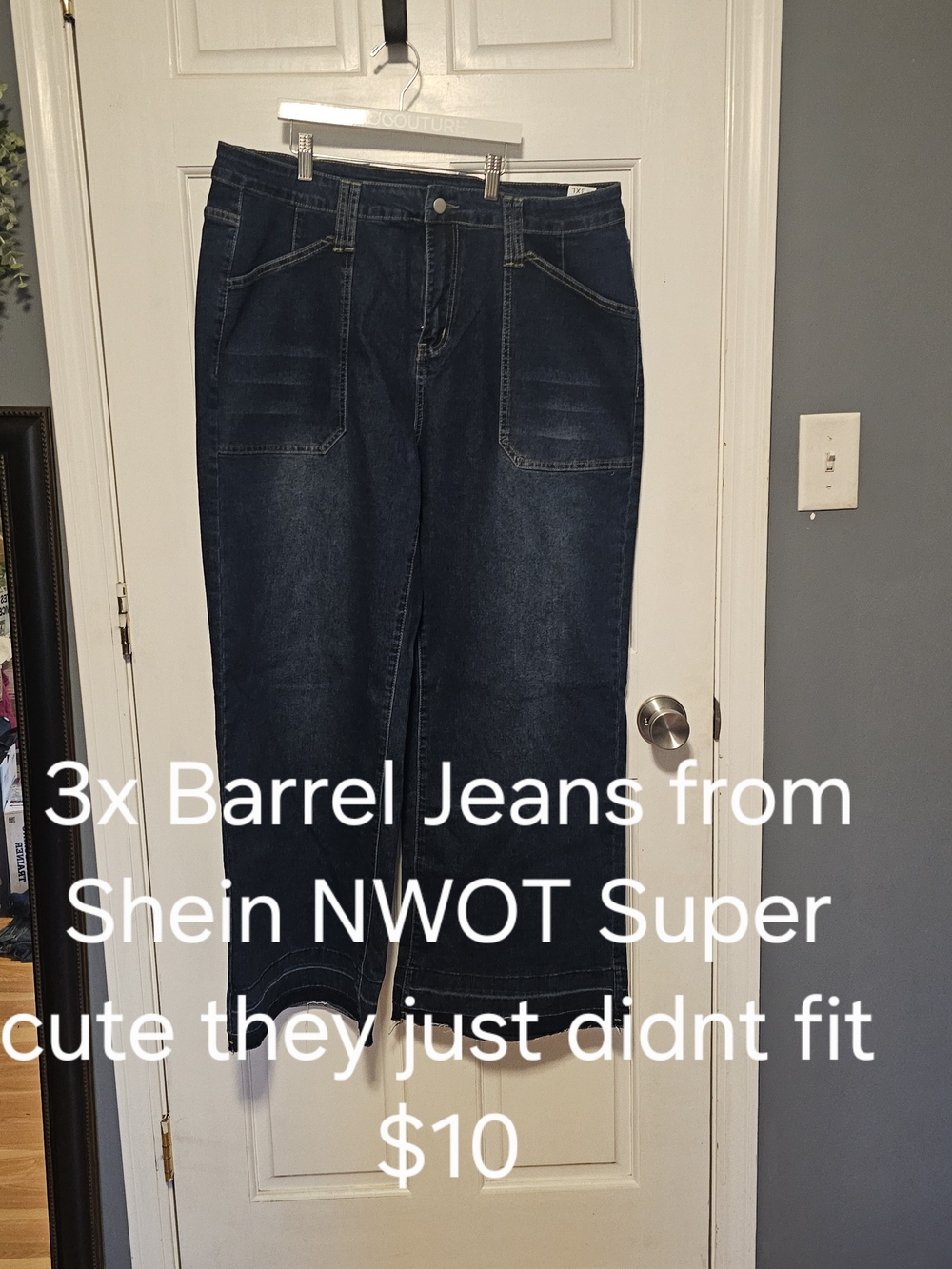 SHEIN Women’s Dark Blue Barrel-Leg Jeans